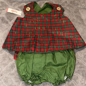 Boutique Fleming Clothing Reversible Christmas Plaid Swing Set NWT size 6m